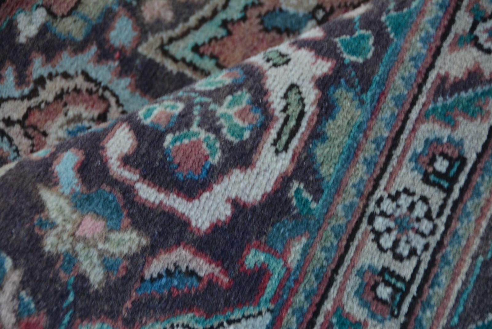 5×9,4 ft Turkish Rug, Vintage Large Rug, Brown Blue Handmade Wool Rug