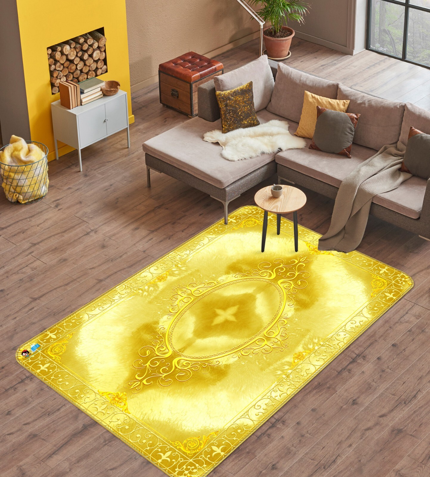 3D Golden Yellow Pattern ZHUA3676 Game Non Slip Rug Mat Photo Carpet Amy