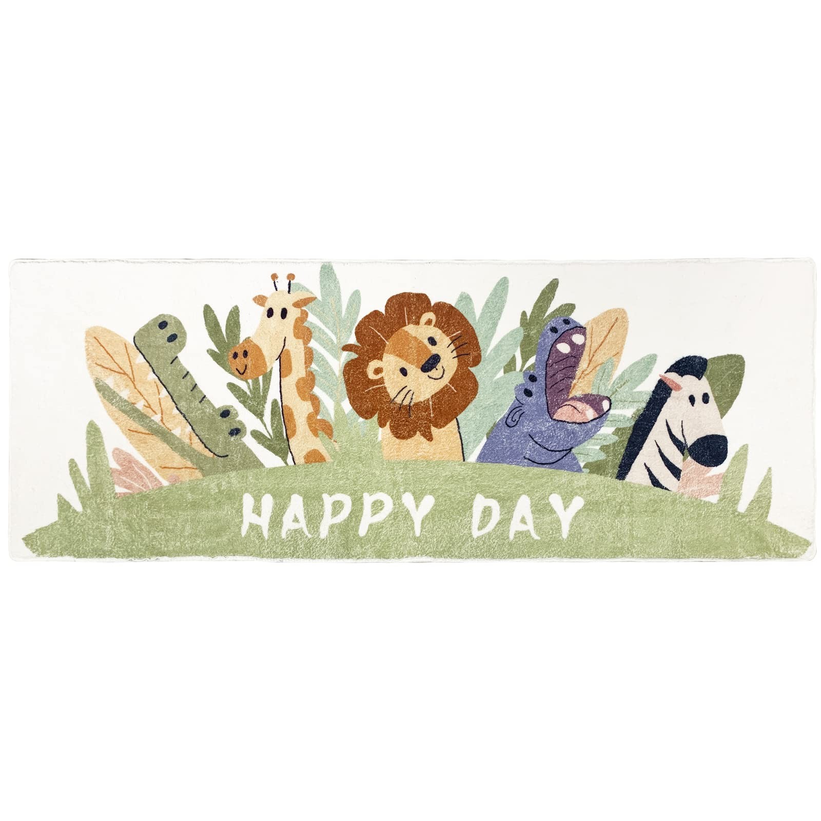 Kids Runner Rug 5.3FT,Animals Area Rug Play Mat for Kids Non Skid Washable An…
