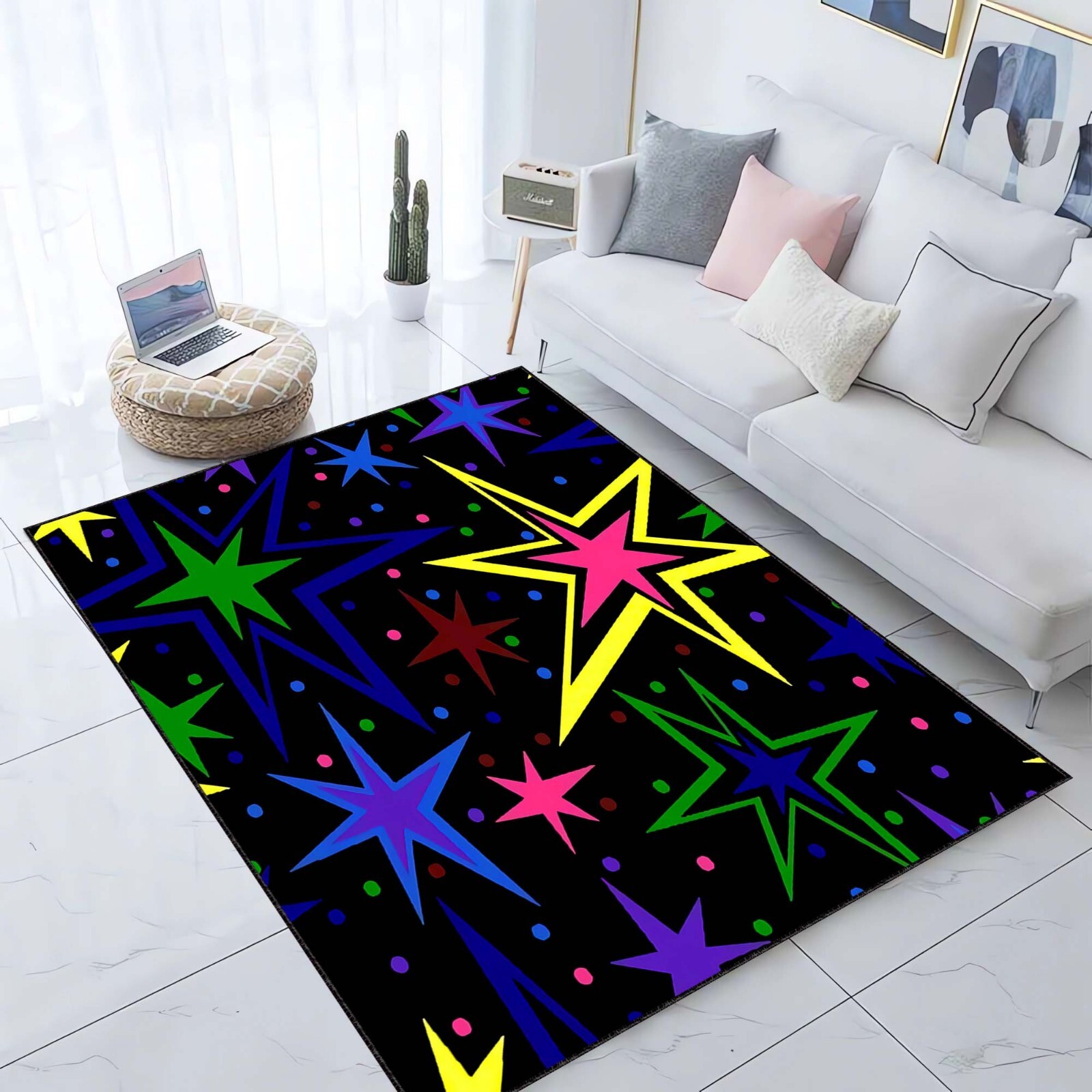 Star Rug, Colorful Carpet, Funky Room Rug, Kids Room Decor, Bright Stars Rug