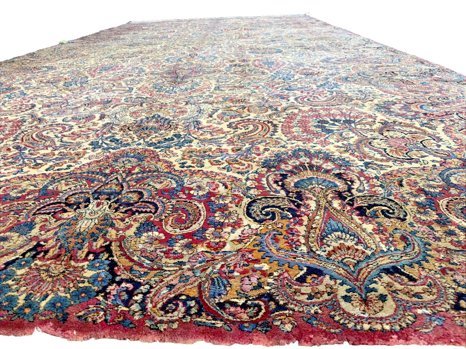 Auth: 20’s Antique Lavar Kermann Crisp Botanical Beauty. Jewel Tones 10.6×22