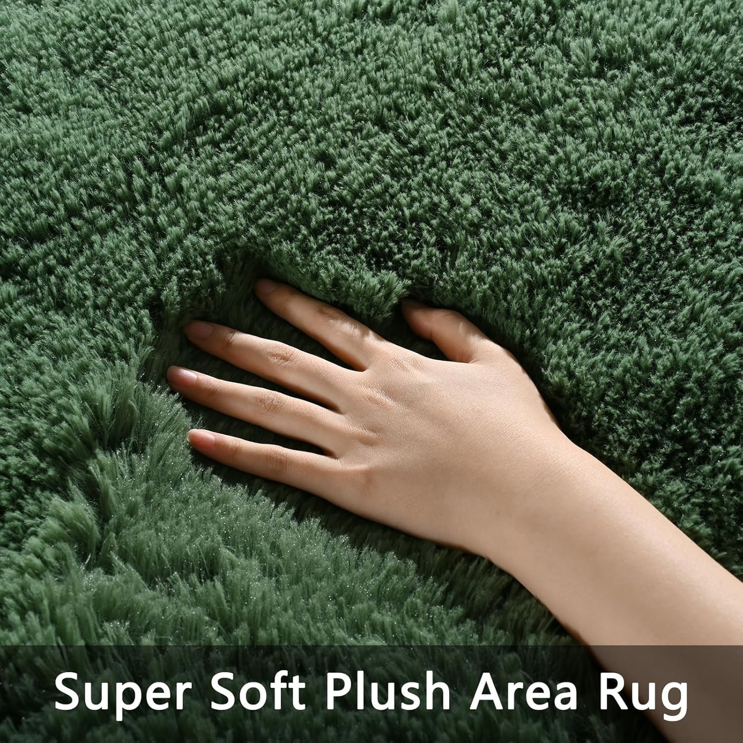 Fluffy Deep Green Area Rug for Bedroom Living Room, 4×6 Feet Super Soft Shagg…