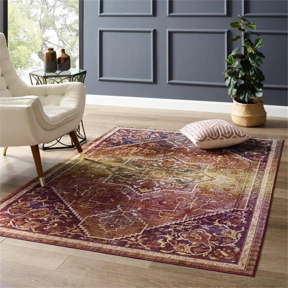 Modway Success 63×90.5″ Kaede Floral Medallion Area Rug in Multi-Color
