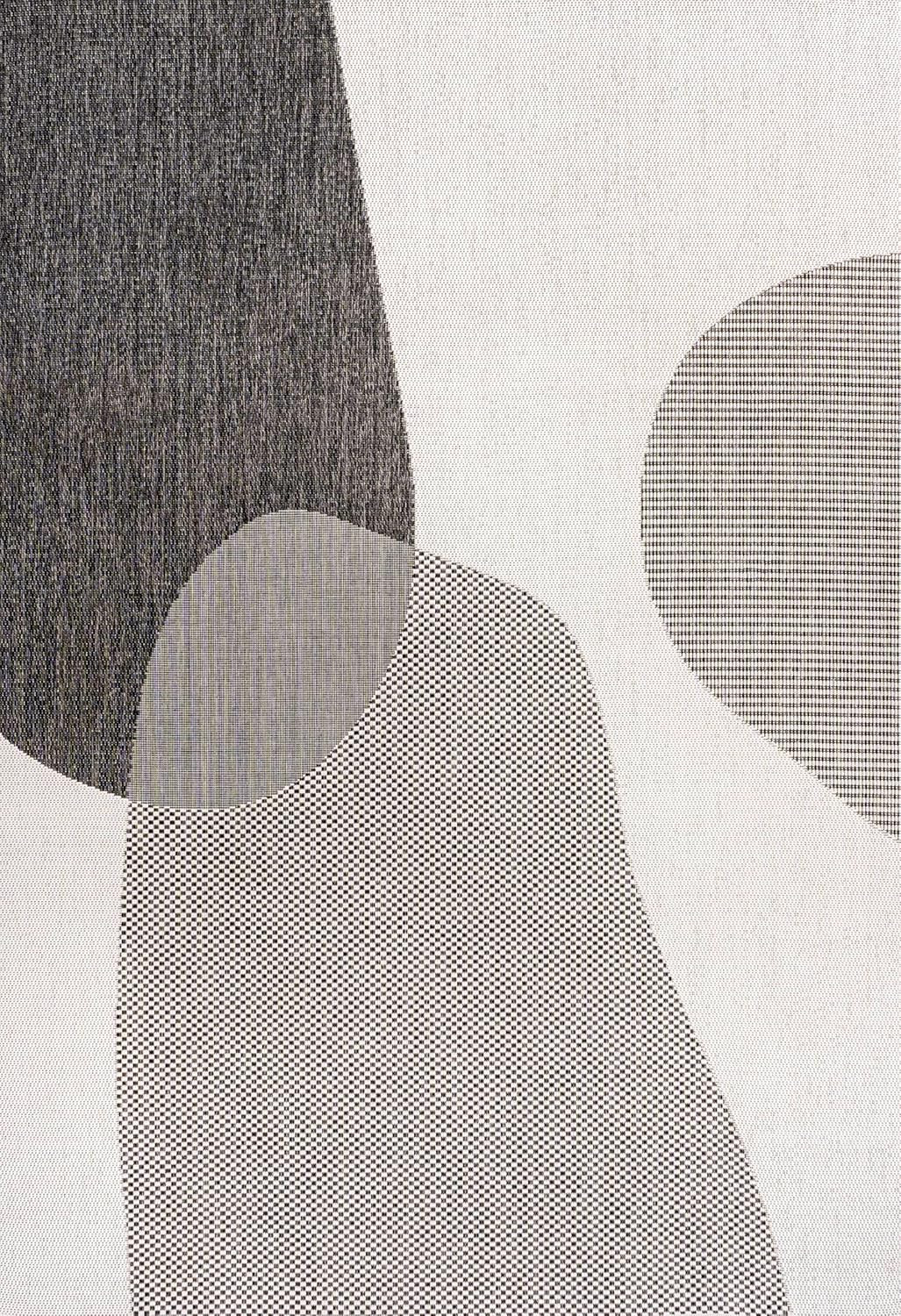 Modern Geometric 5×8 Area Rug – Cream/Black, Easy-Clean, Pet-Friendly