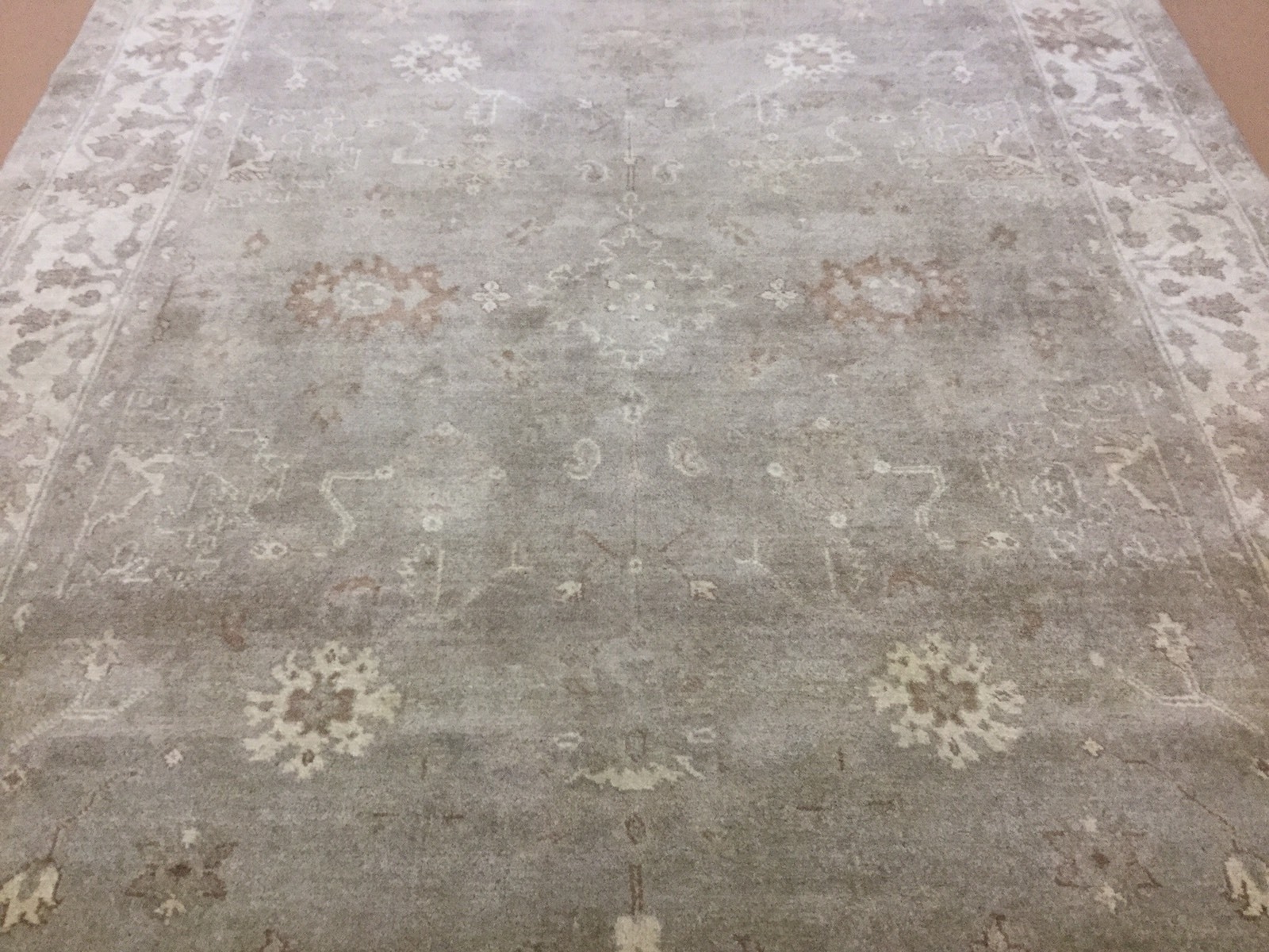 6′.3″ X 9′.3″ Soft Green Beige Fine Oushak Oriental Area Rug Hand Knotted Wool