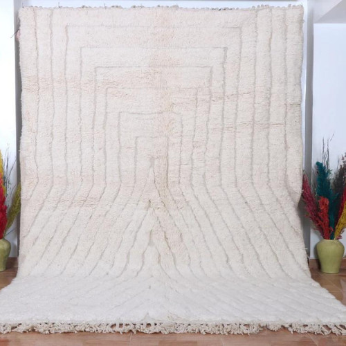 Hand Knotted Beni ourain rug – Moroccan rug Ivory rug- handmade rug – Berber rug