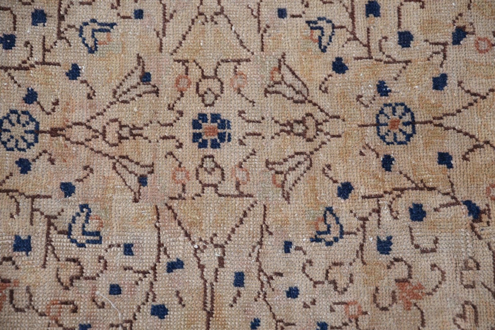Turkish Large Rug 6,4×9,4 ft, Beige Brown Plants & trees Rug Wool