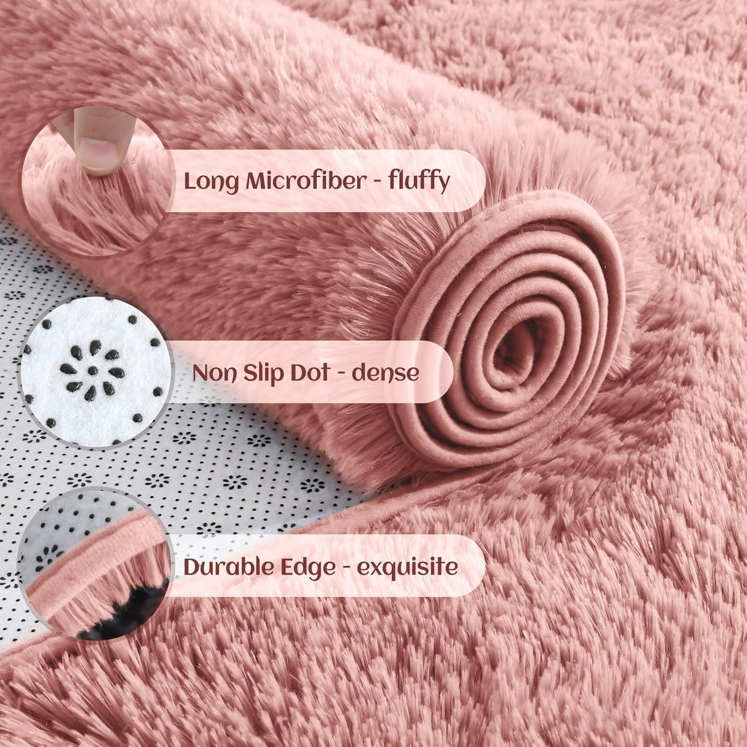 YJ.GWL Fluffy Runner Rugs for Bedroom Living Room Soft 2×6 Feet, Dirt Pink