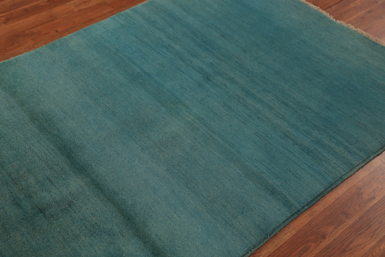 Versatile Gabbeh Solid Design Blue Wool Modern Foyer Rug Ideal for Any Room 4×6