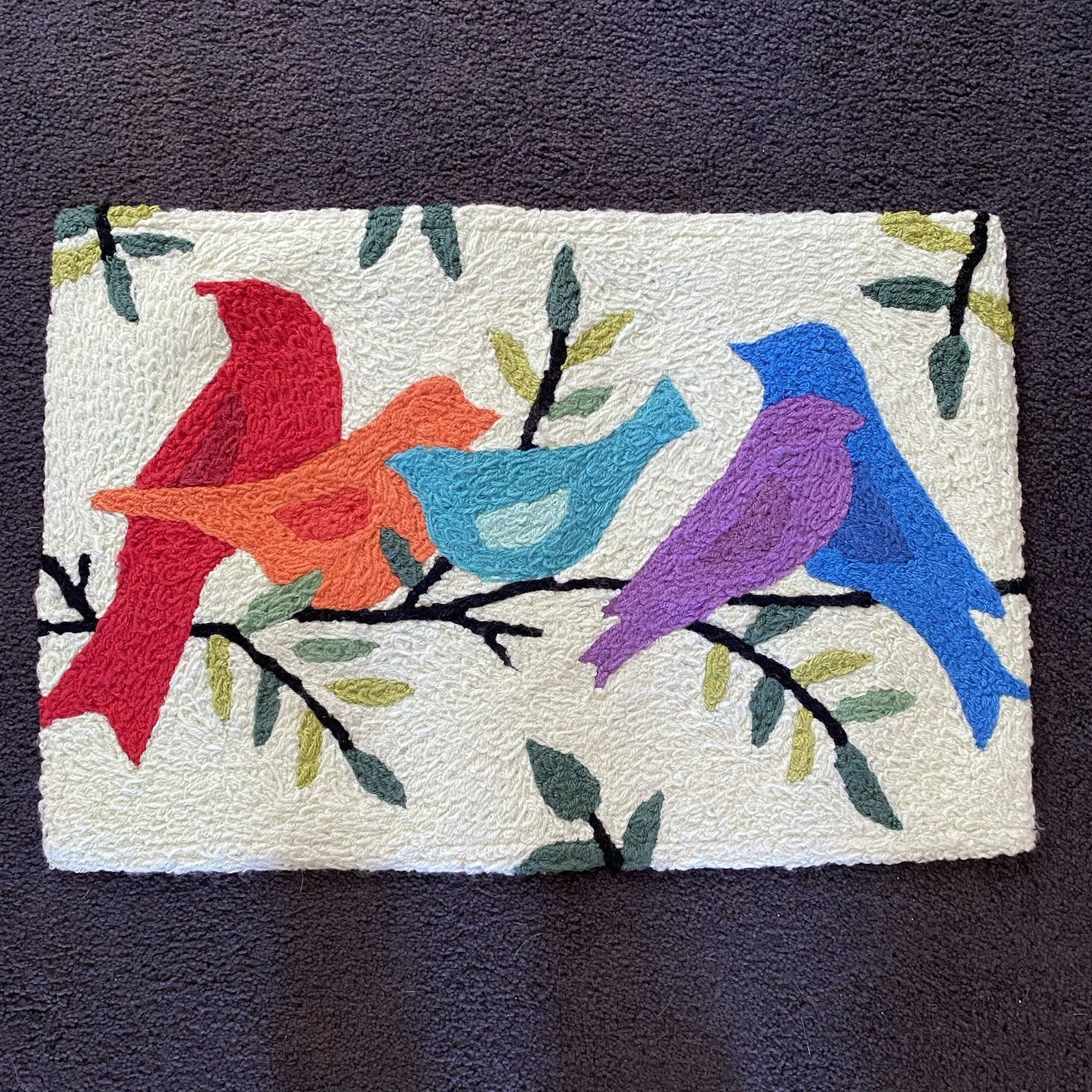 Jellybean Indoor Outdoor Area Accent Rug Colorful Birds 20” X 30” Washable