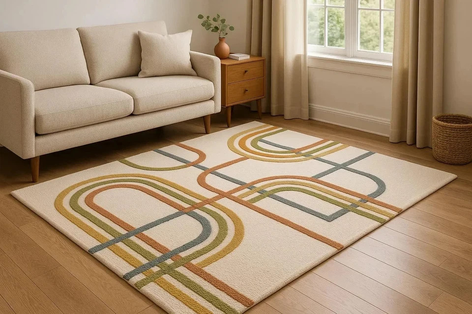 New Stylish Hand-Tufted Modern Rugs Hand Med Carpet 100% Soft Wool Bathroom
