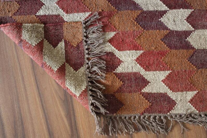 Wool Jute Kilim Rugs Runner Carpet Dhurrie Nordic Navajo Handmade Hallway Rugs