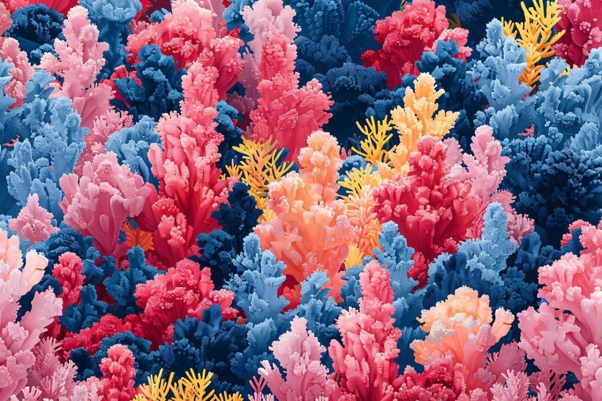 Vibrant Blue Pink Coral Pattern Waterproof Rug 3D Visual Modern Fun Outside Rugs