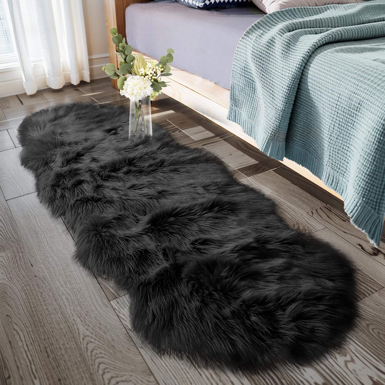 Ultra Soft Faux Sheepskin Fur Rug Fluffy Rug for Bedroom Fuzzy Carpet for Liv…
