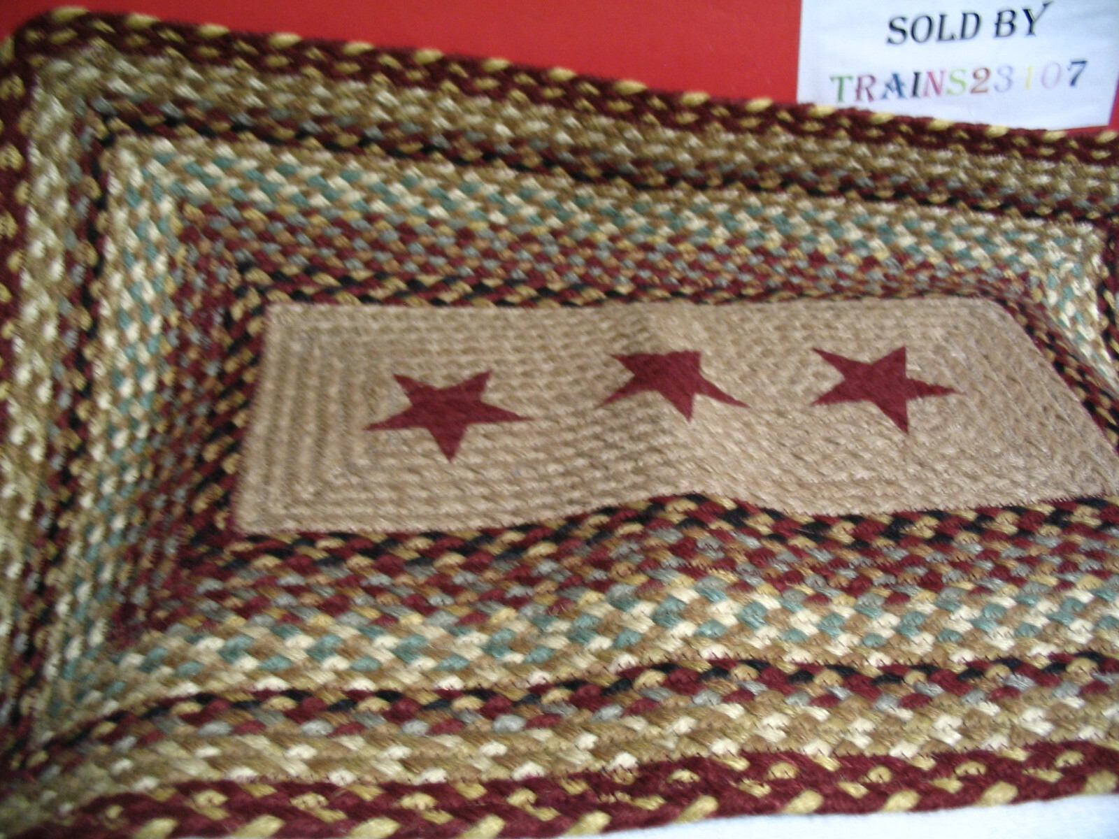 Braided Rectangle Jute Area Rug Earth Rugs 20″ X 30″ RPP-357 Burgundy Star #224