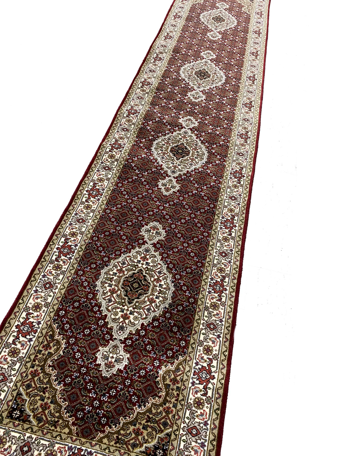 12 Feet RUNNER Quality Handmade Wool and Silk Tabriiz Mahii #F-6959