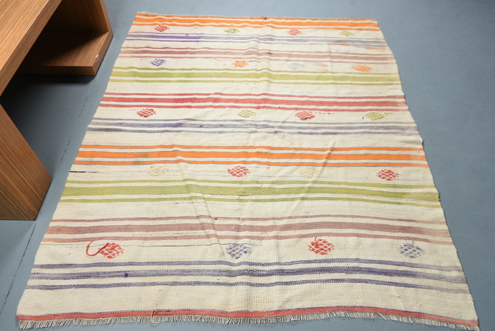 5,1×6 ft Vintage Rug, Turkish Area Rug, Red Animal Print Wool Rug