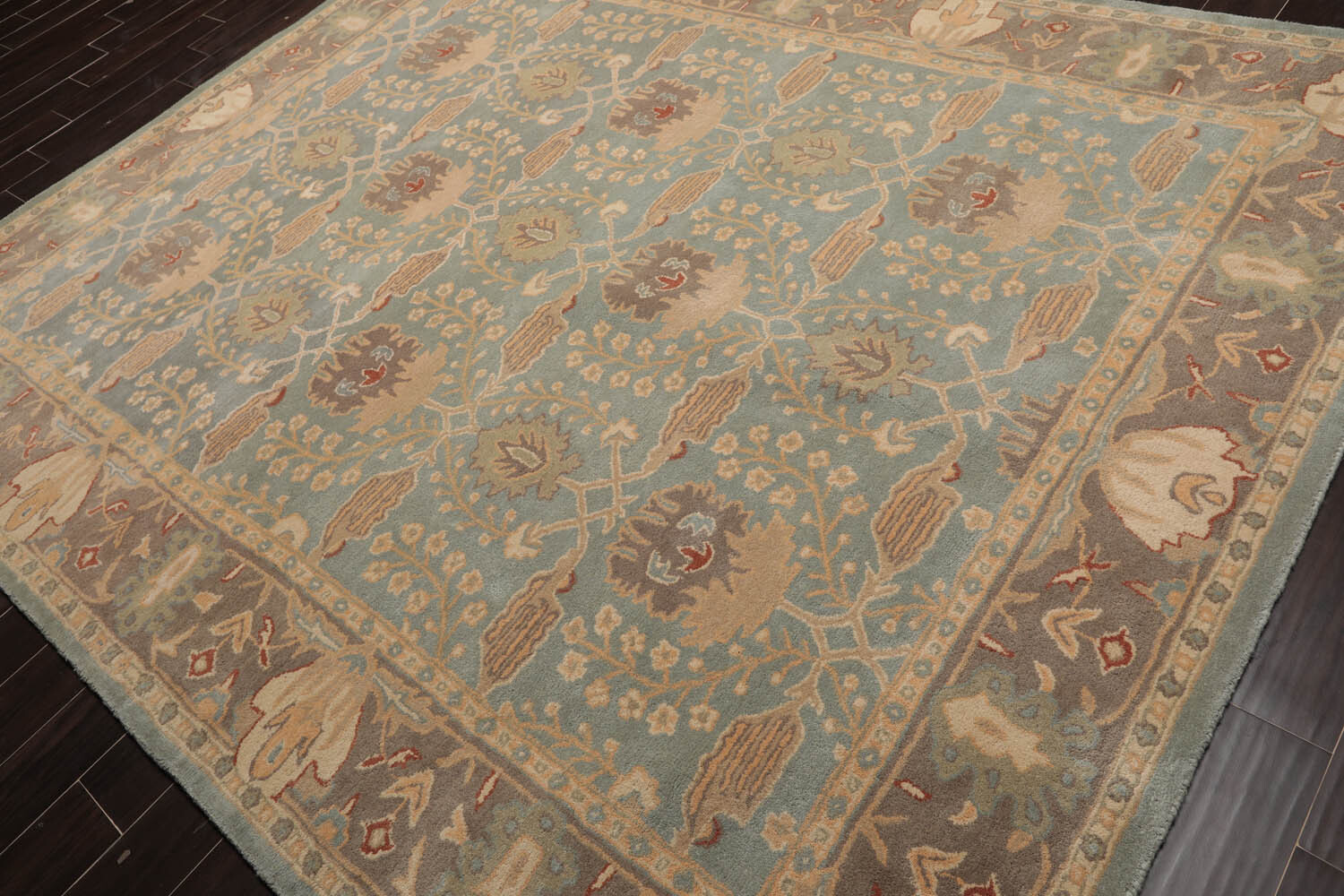William Morris 8′ x 10′, 9’ x 12’ Handmade 100% Wool Oriental Area Rug Aqua