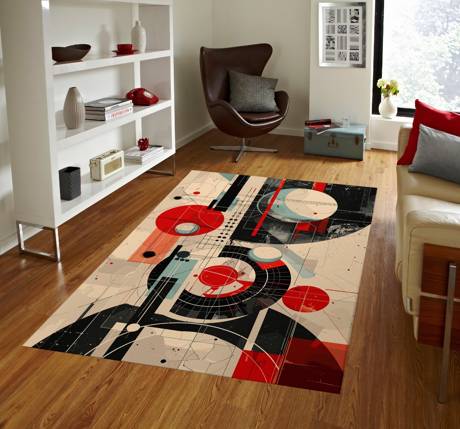Abstract rug, minimalist rug, modern rug, art rug, mid century rug