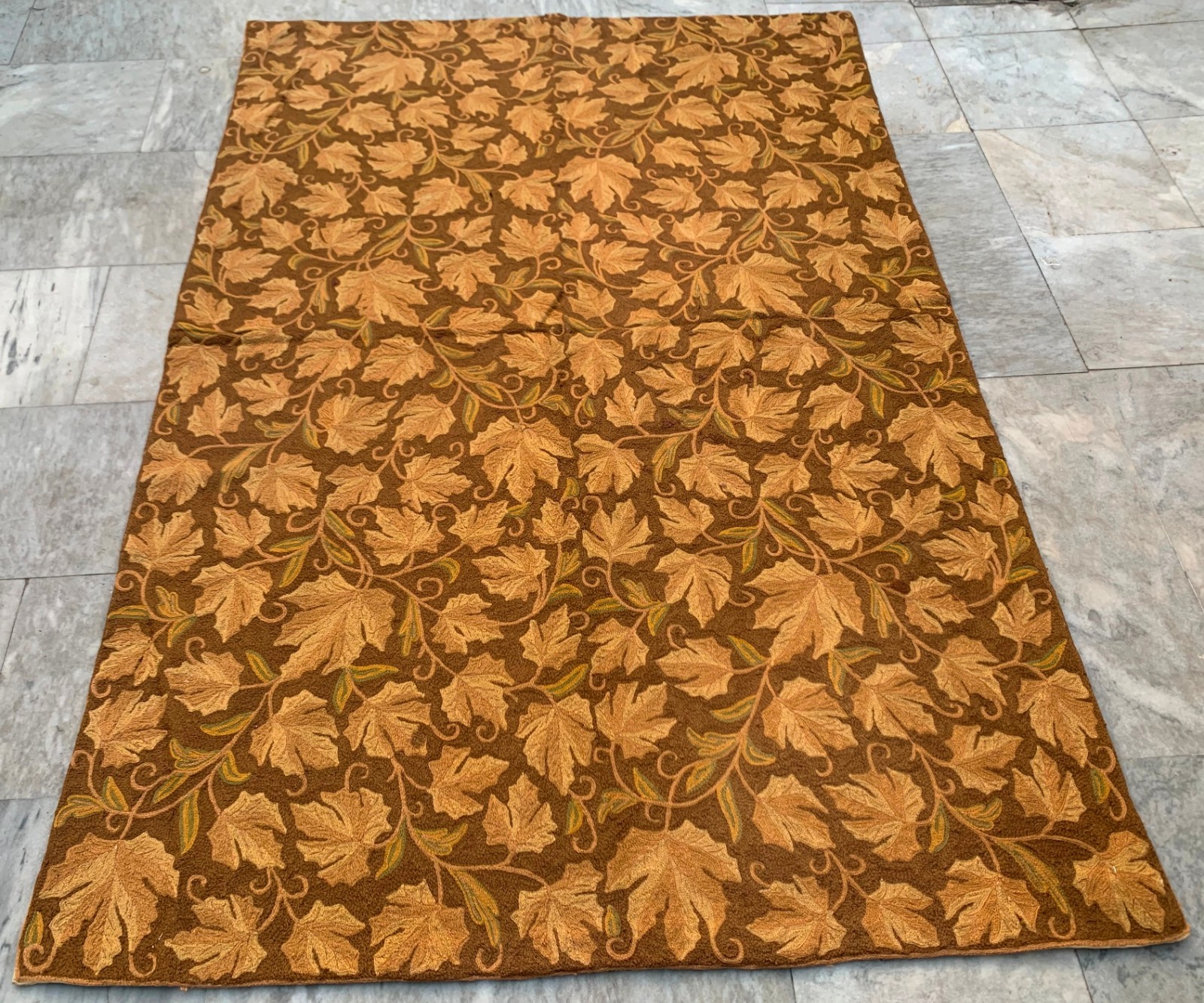 Vintage French style Aubusson Rug Needlepoint Chain stitch Rug 4×6 ft Free Ship
