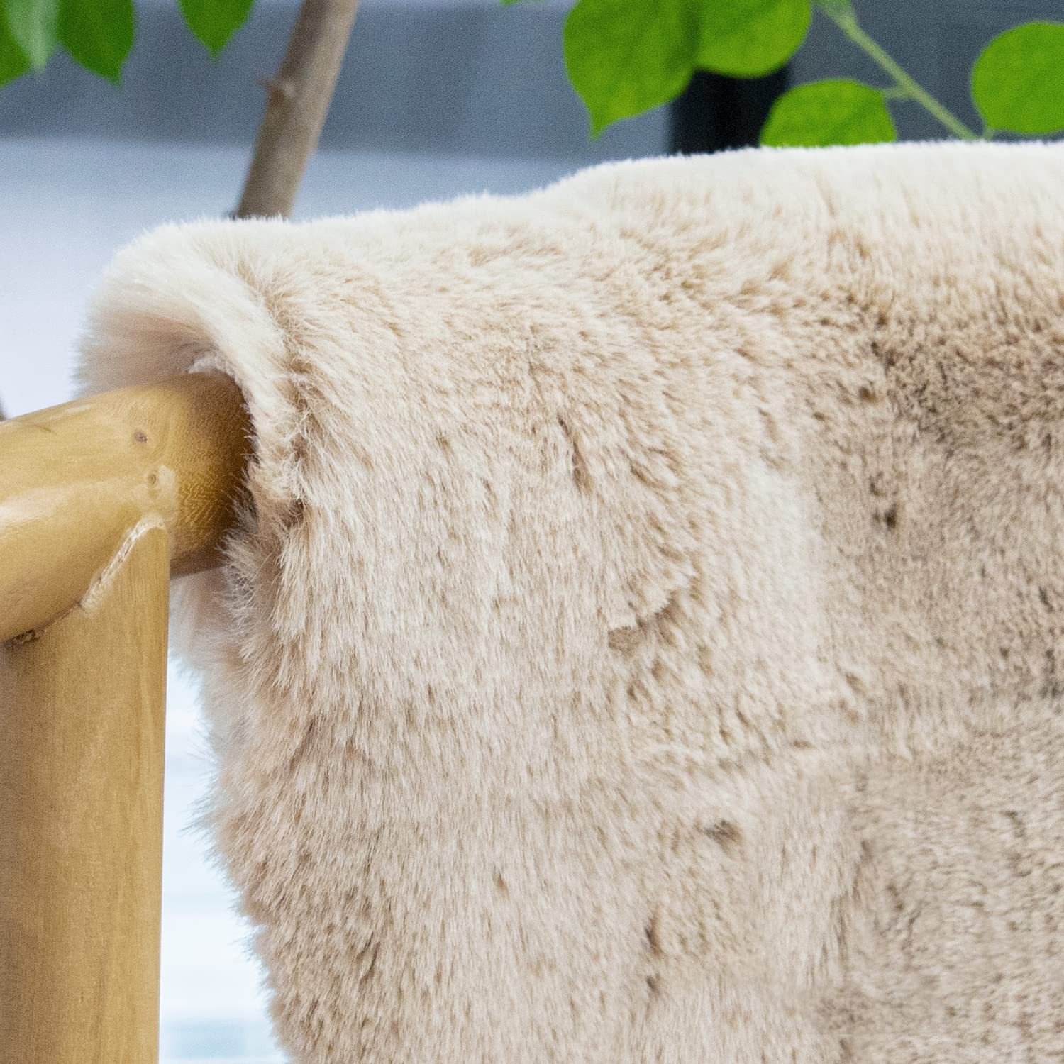 Light Brown Beige Fluffy Faux Rabbit Shag Fur Rugs for Bedroom Small Fuzzy Wa…