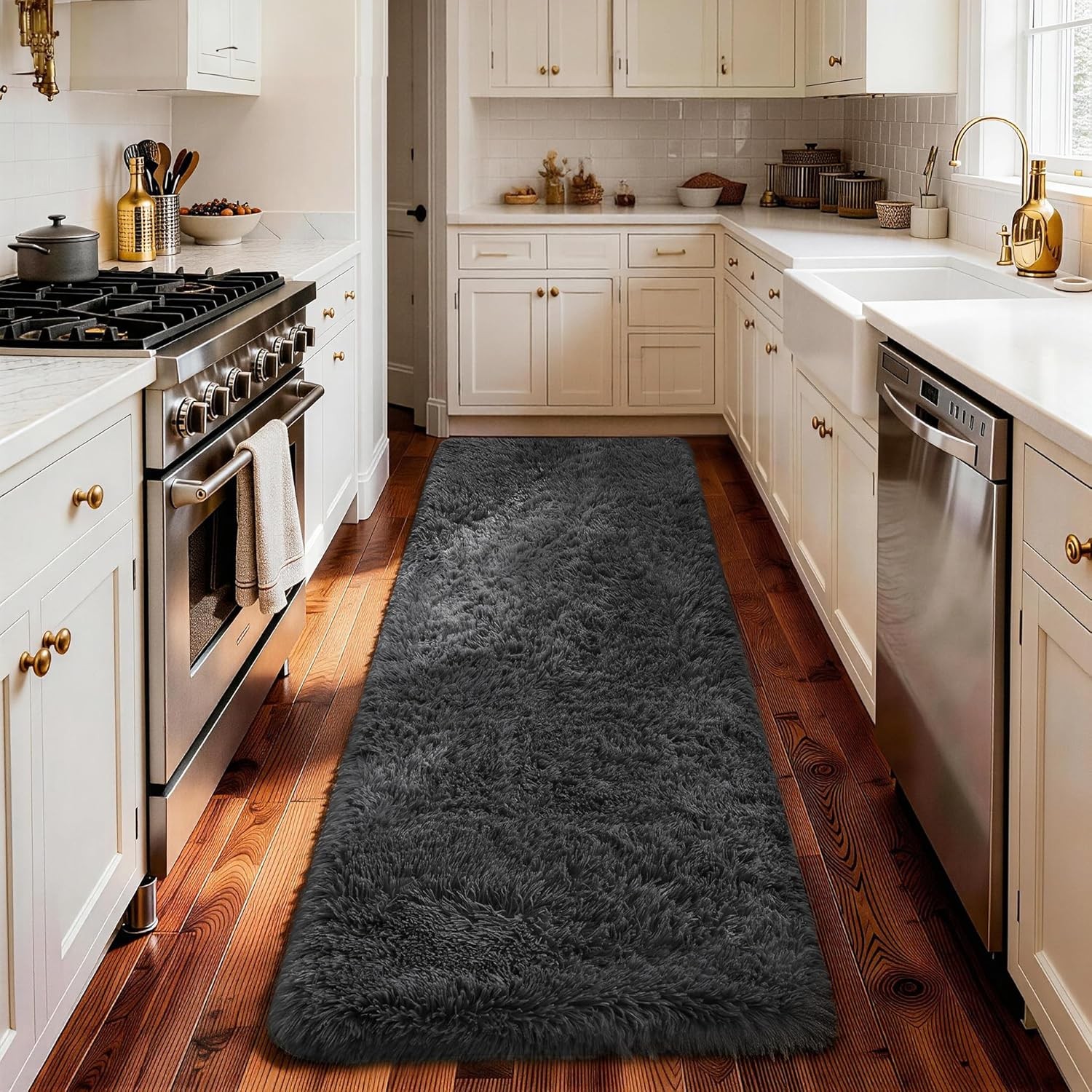 2×8 Runner Rug for Hallway, Upgrade Non-Slip Fluffy Soft Bedside Rugs, Bedroom
