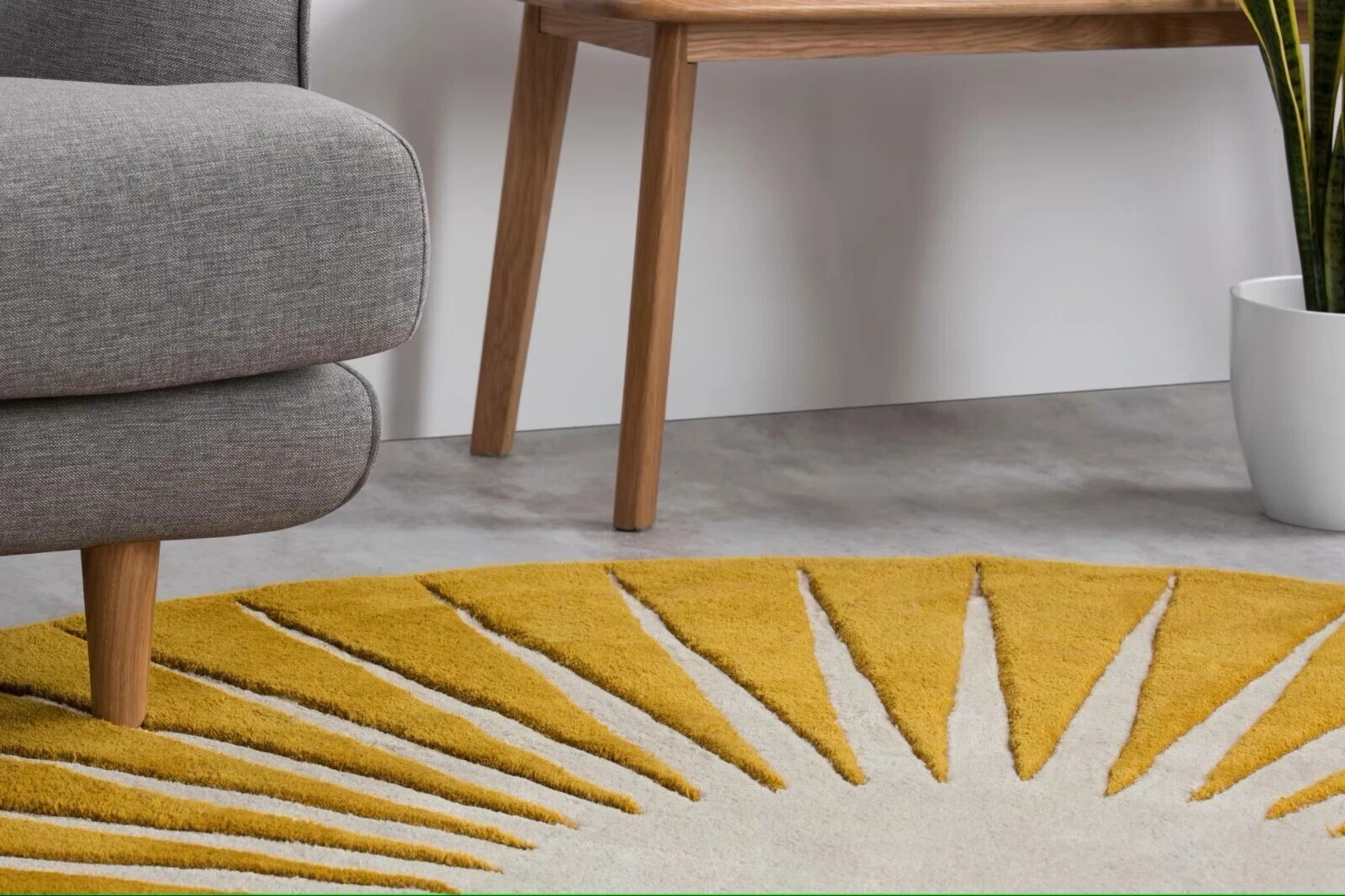 Vaserely – Mustard Shade Hand Tufted 100% Wool Soft Area Rug Carpet