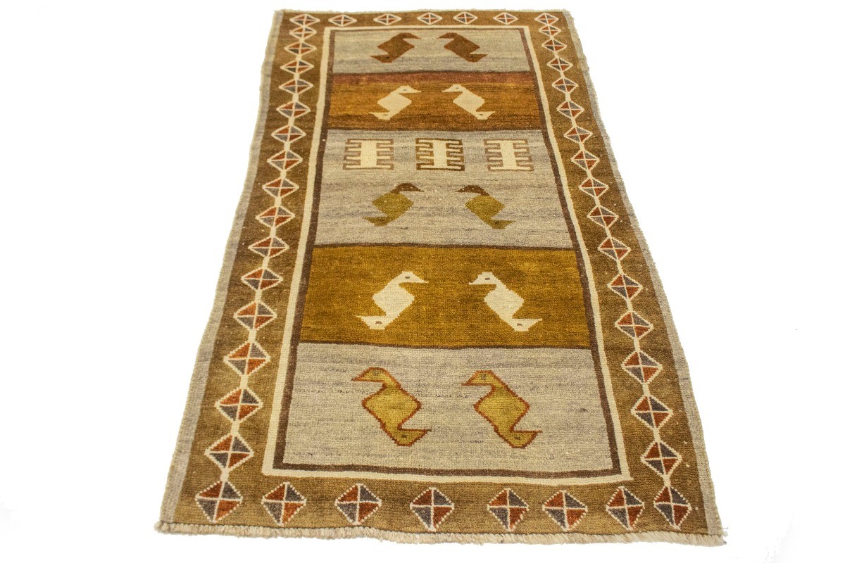 Multicolored Semi-Antique Pictorial Oriental Rug Farmhouse Carpet 3’6X6’3 ft
