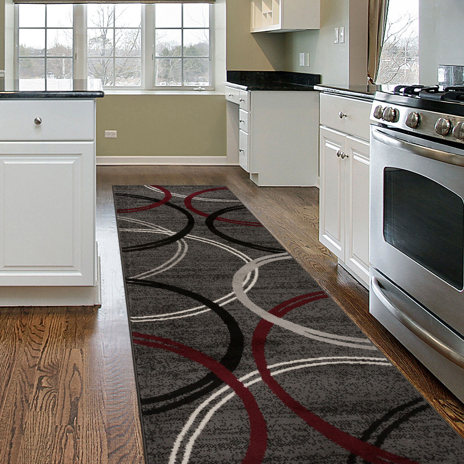 Rugshop Rugs Runner Modern Abstract Circles Design Hallway Kitchen Rugs 2×10 Rug