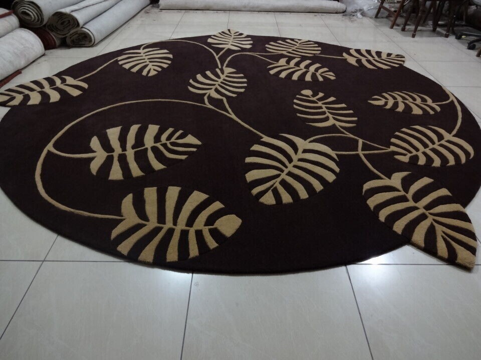 Black Knight Rugs Modern Round Thick Handmade Tufted Wool Area Rug Woolen Carpet