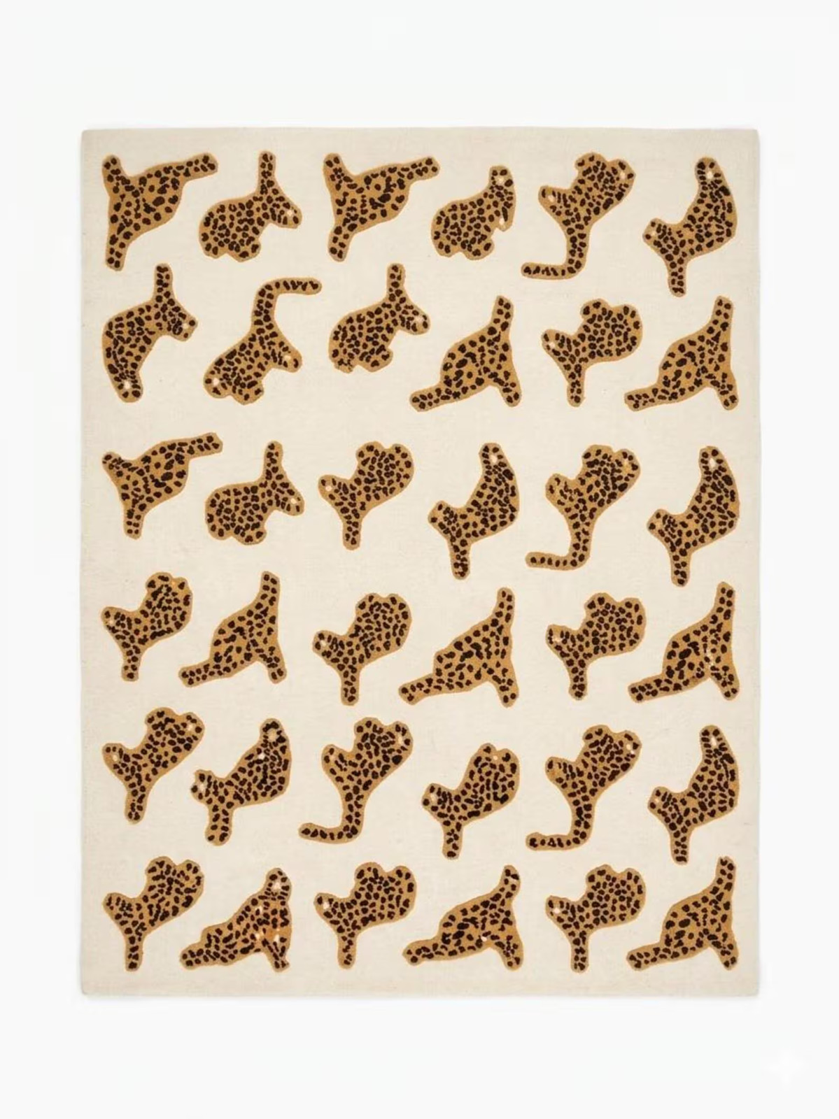 Hand Tufted Leopard Print Rug Beige Brown Animal Pattern Modern Area Rug Home