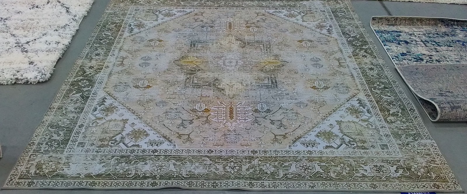 BEIGE / GREY 7′-0″ x 7′-0″ Flaw in Rug, Reduced Price 1172789998 TSN102B-7SQ