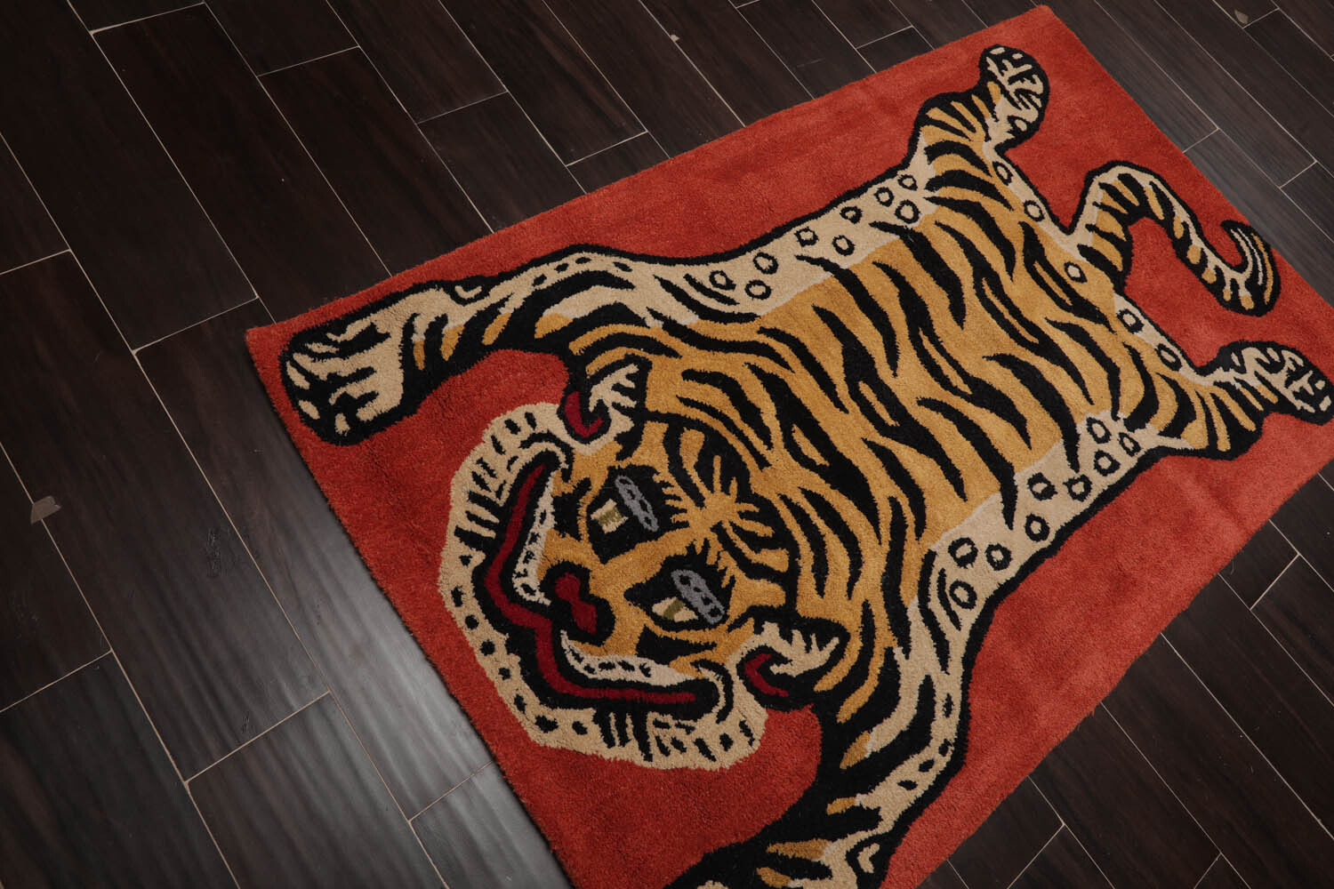 Tiger Handmade 100% Wool Novelty/Animal Oriental Area Rug Terracotta 3′ x 5′
