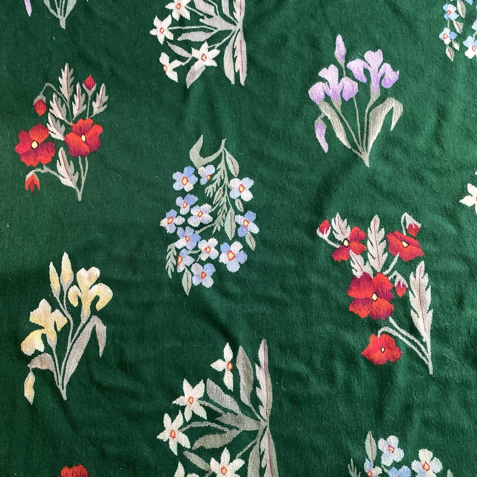 Aubusson Style Green Floral Hand Woven Rug 138” X 106” 8.8 Ft By 11.5