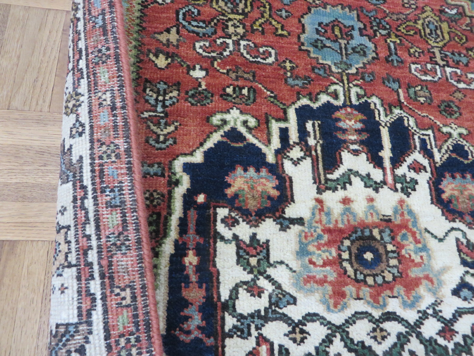 3’2 x 5’1 Hand Knotted Rust Orange Antiqued Geometric Serapi Oriental Rug G8419