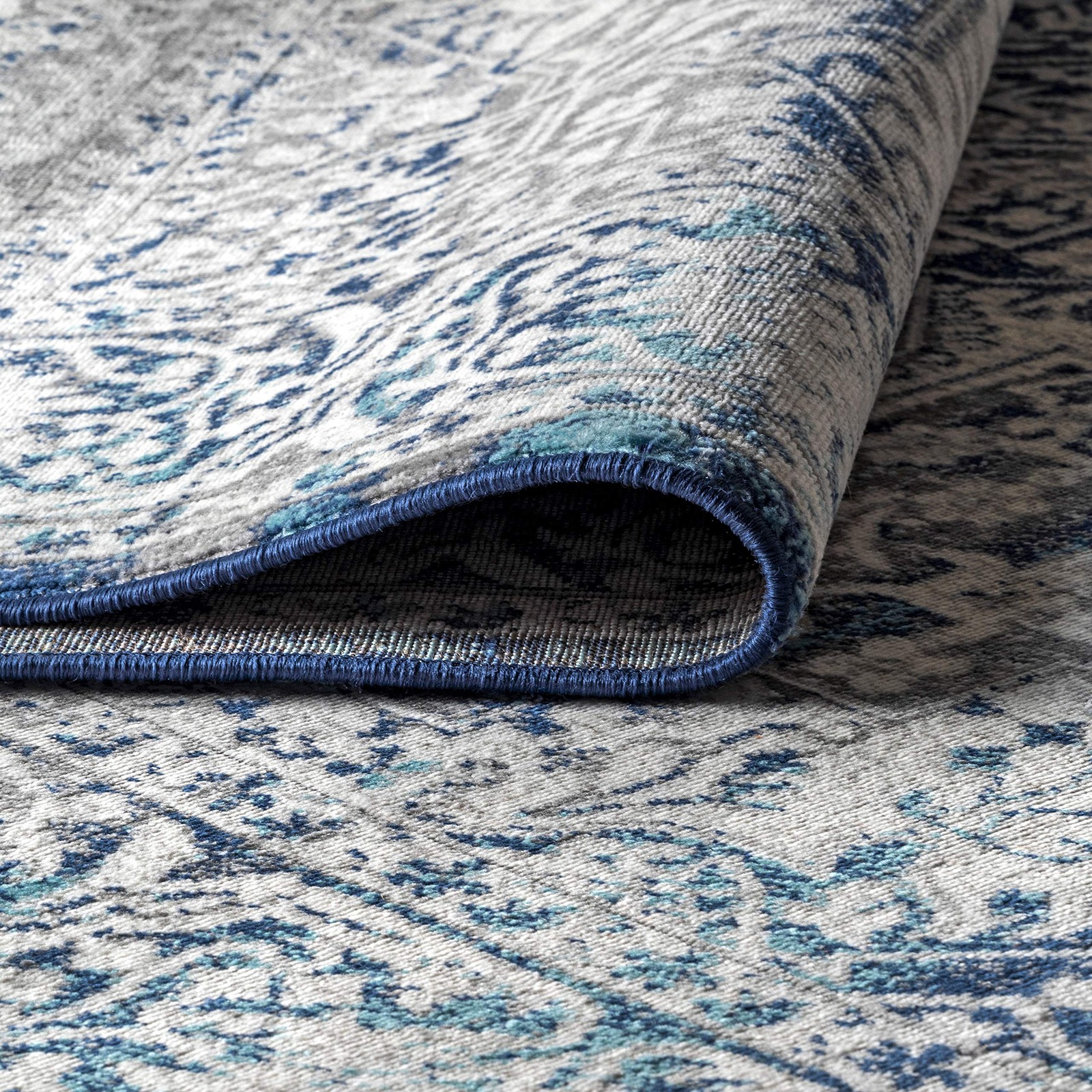 Jonathan Y Modern Vintage Medallion Navy/Light Gray Runner Rug 2X8 Country