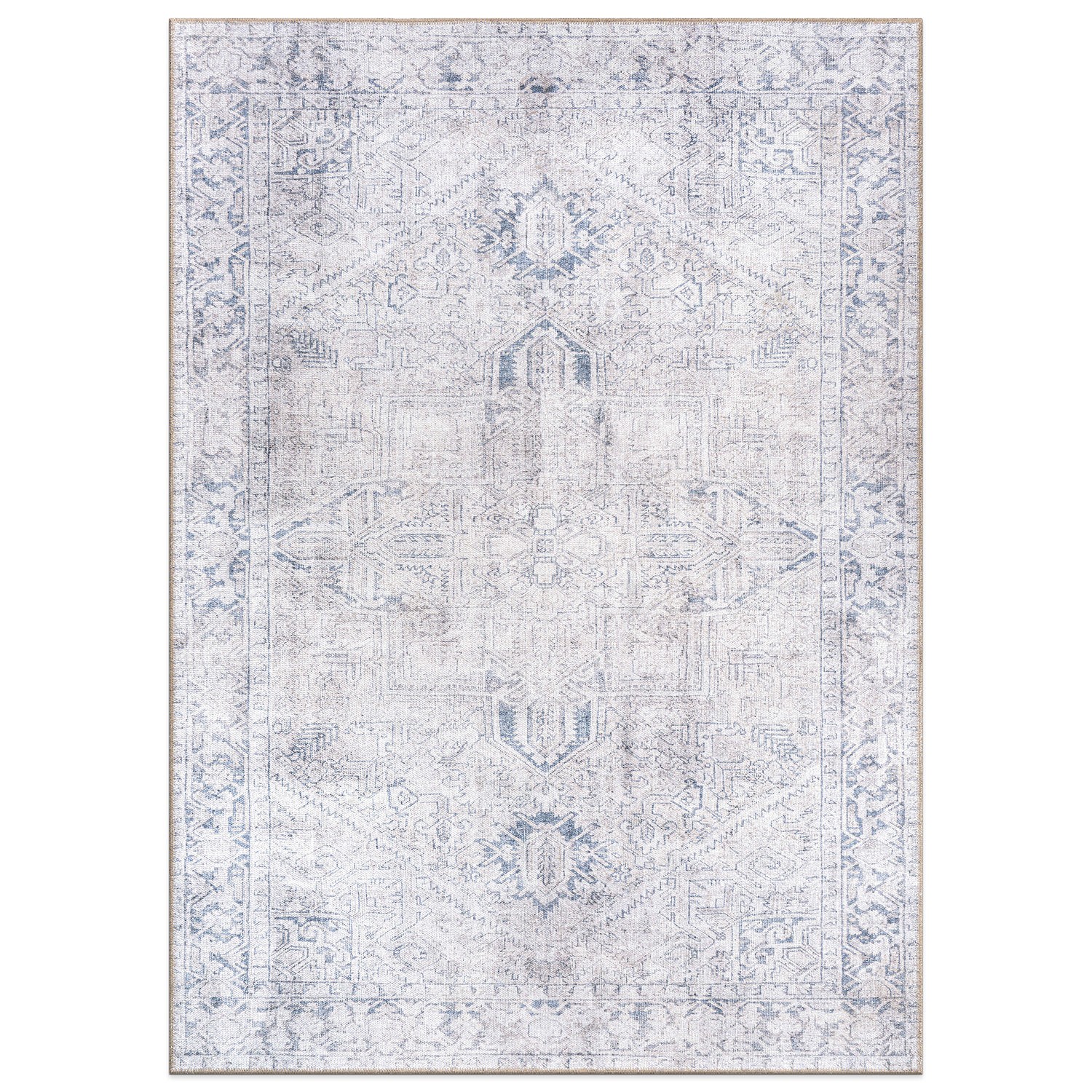 Rugshop Area Rug Vintage Boho Medallion Machine Washable Rugs Non-Slip Carpet