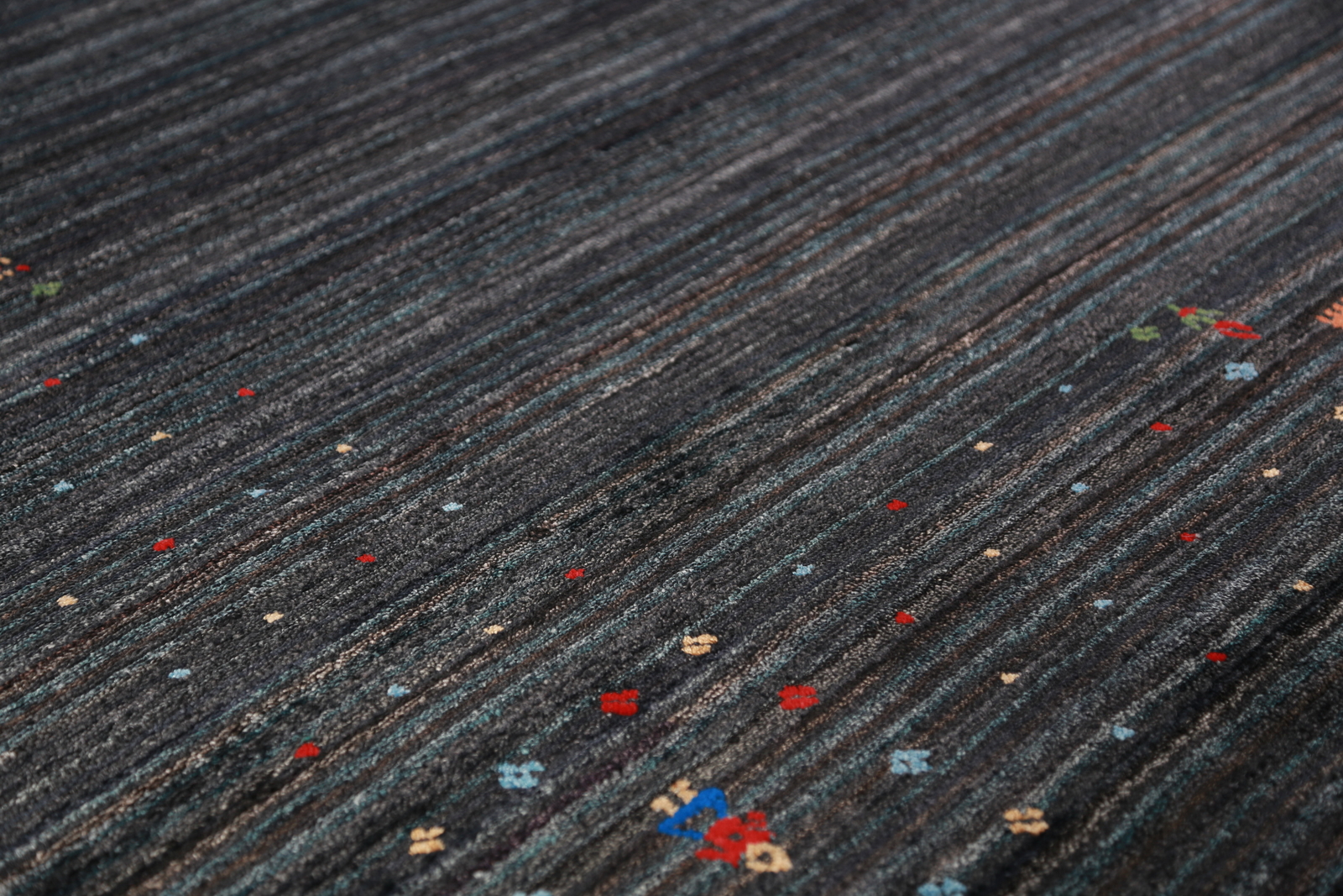 Artisan-crafted Charcoal Gabbeh Rug Silk Handmade Carpet 8×10 ft