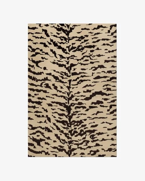 Nordic Knots Tigris Beige Rug 100% Wool Hand-Tufted Tiger Print Modern Carpet