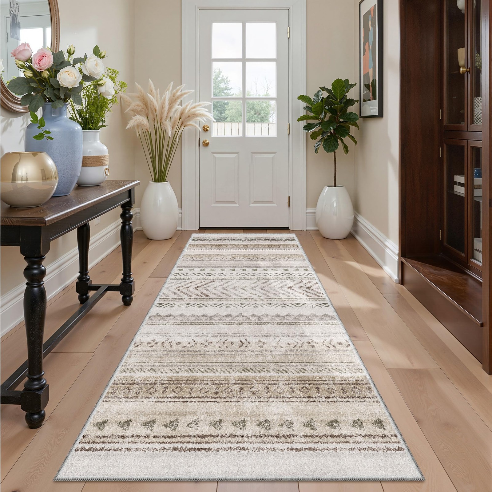 2×6 Runner Rug No Slip, Super Soft Low-Pile Moroccan Washable Runners for Hal…
