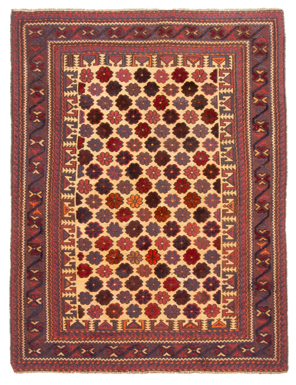 Traditional Vintage Hand-Knotted Area Rug 3’1″ x 4’2″ Oriental Wool Carpet