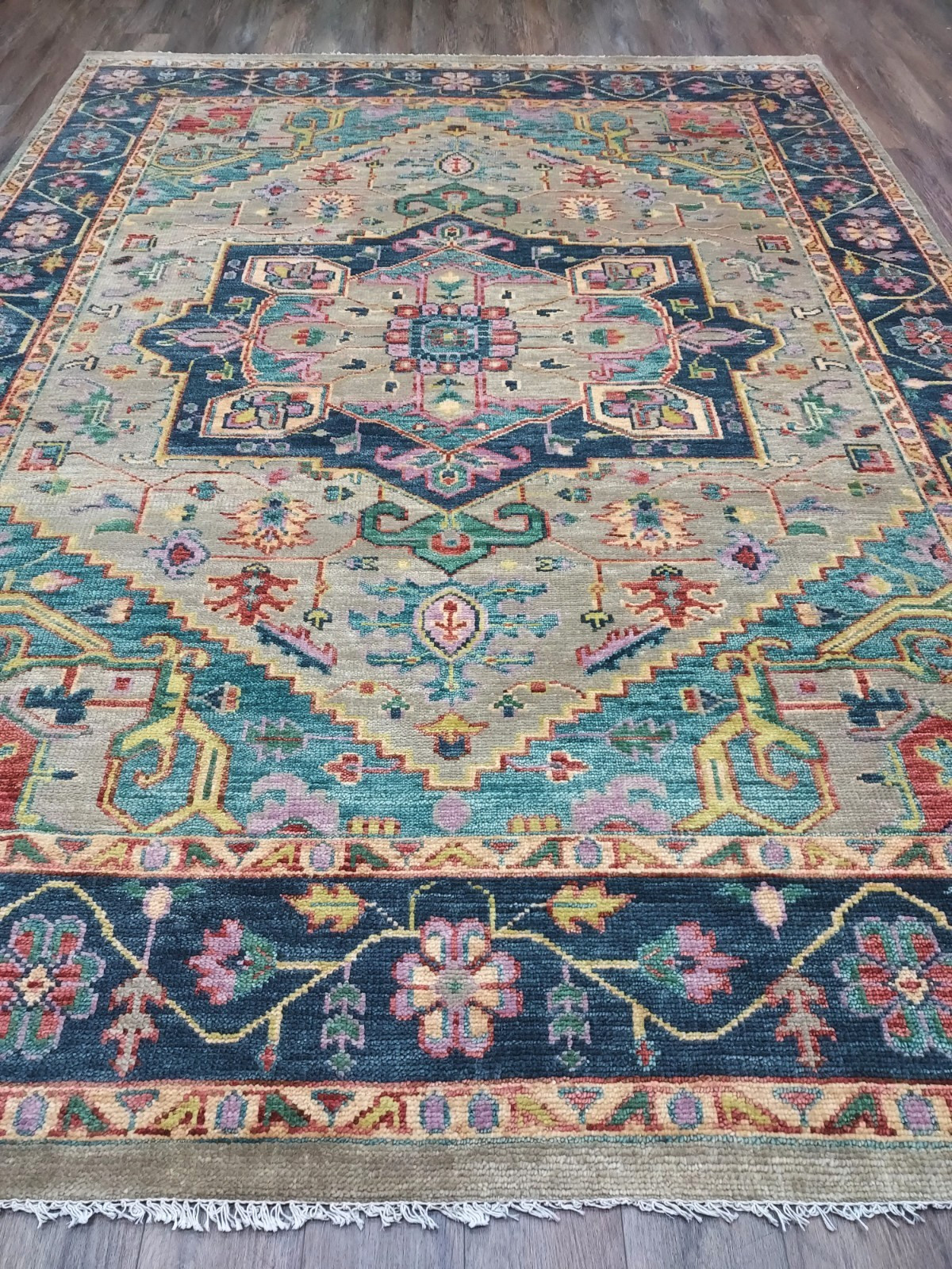 STUNNING 9×12 TURKISH SERAPI HERIZ RUG,VIBRANT FRESH COLOR PALETTE MODERN SCHEME