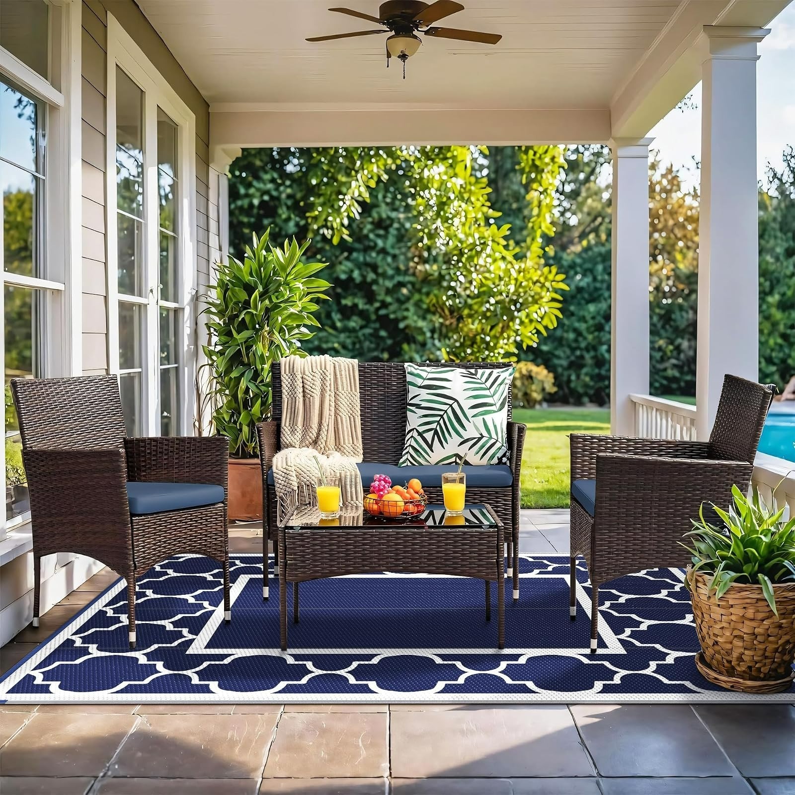 GENIMO 5′ x 8′ Waterproof Outdoor Area Rug – Reversible, Stylish & Durable