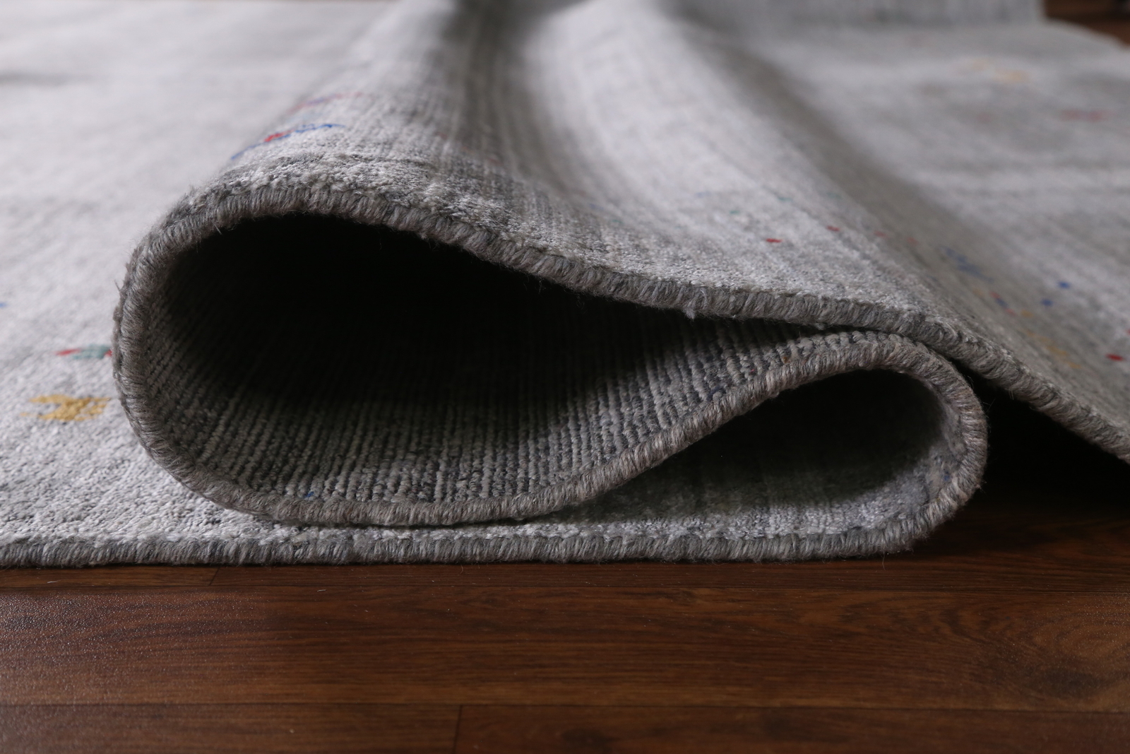 Eye-catching Gabbeh Area Rug Gray Color Handmade Silk 9×12 ft