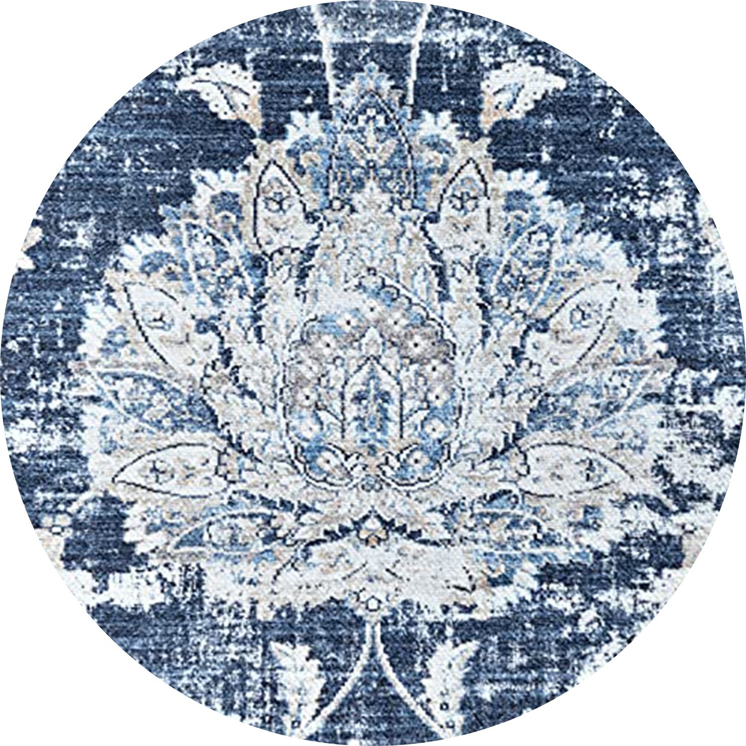 9 x 12 Area Rug Floral Vintage Washable Non-Slip Living Room Bed Room Blue