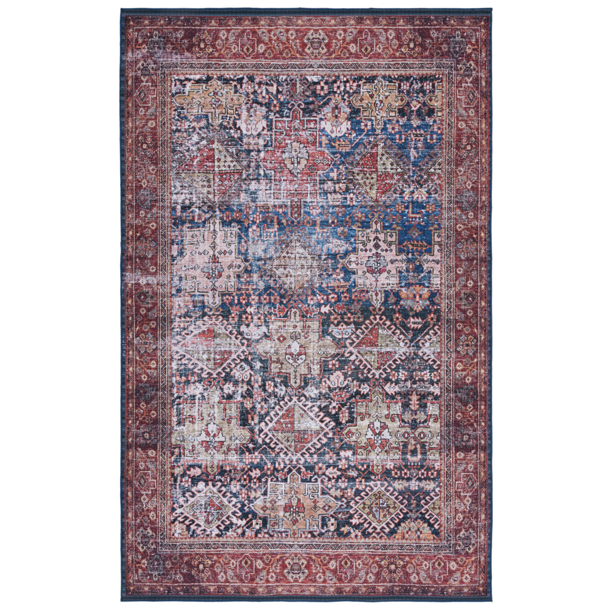 SAFAVIEH Tucson Collection TSN124N Navy / Rust Rug