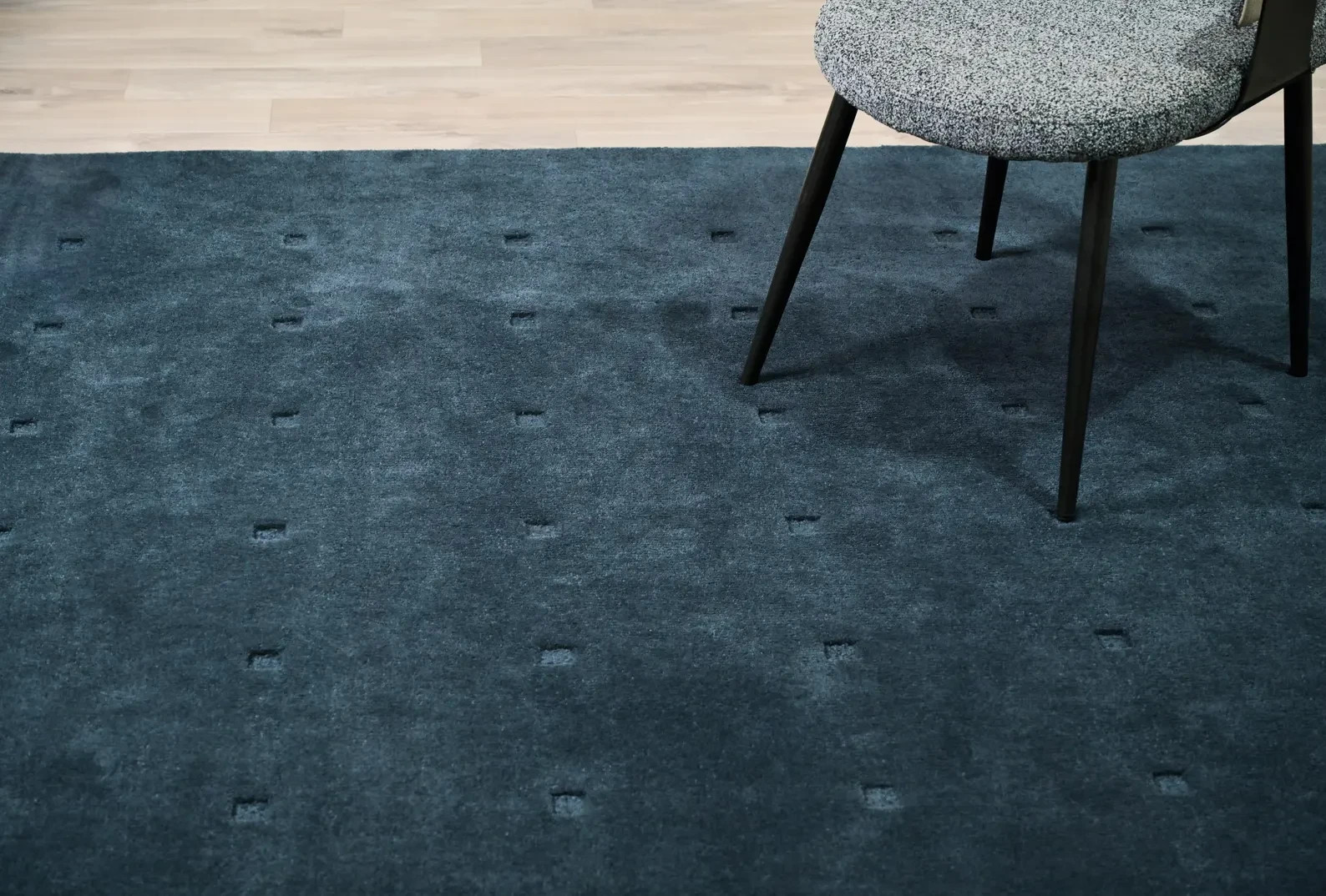 Hand Tufted Wool Rug | Dark Navy Blue Minimalist Design Area Rug Handmade Carpet