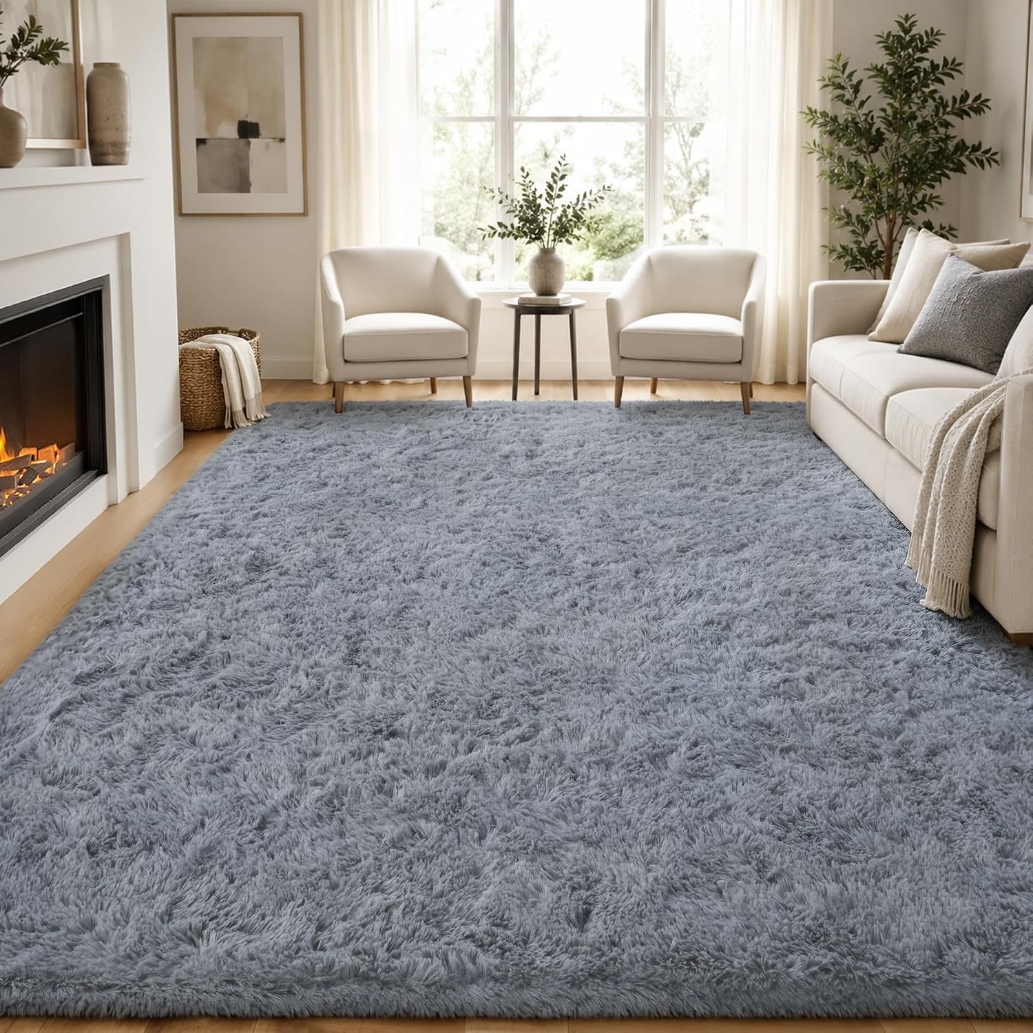Fluffy Area Rug 9×12 Large Plush Shaggy Carpet Mat for Living Room Bedroom Floor