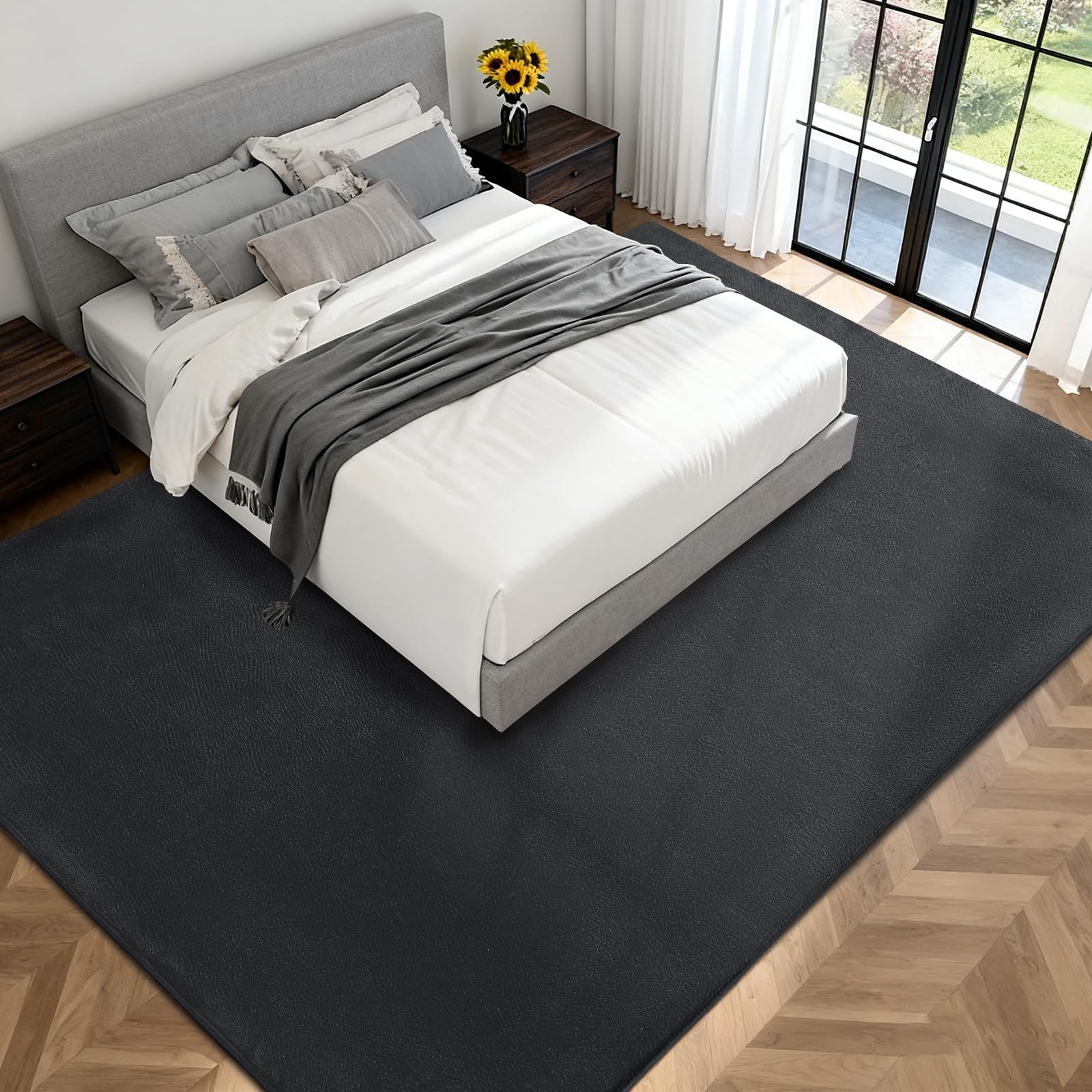 Large Area Rugs for Bedroom Living Room – 4×6 Feet Ultra Soft Dark Grey Rug T…