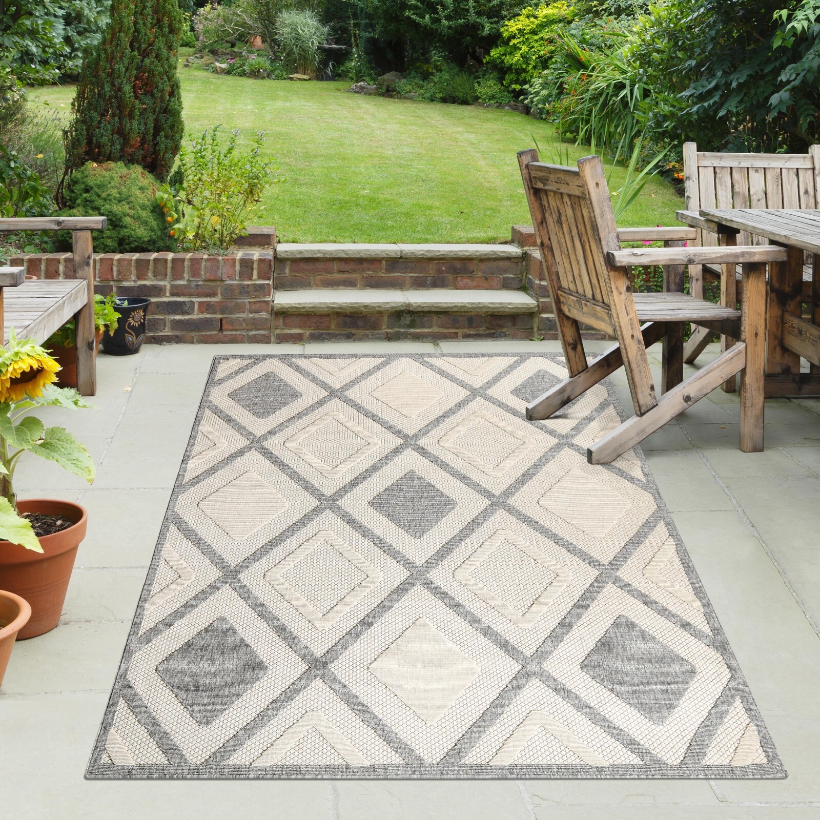 Daelyn Modern Diamond Lattice Large Floor Carpet Rug Indoor/Outdoor Area Rug